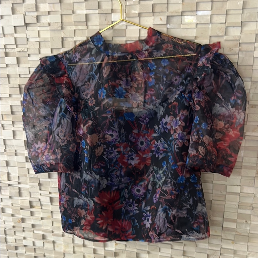 Anthropologie Floral Sheer Women's Top
